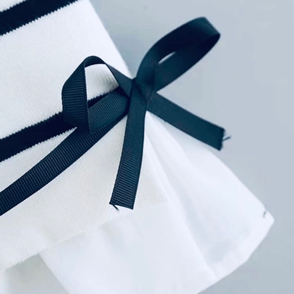 Striped Tie Detail Flounce Sleeve Sweater - Picture 7 of 7